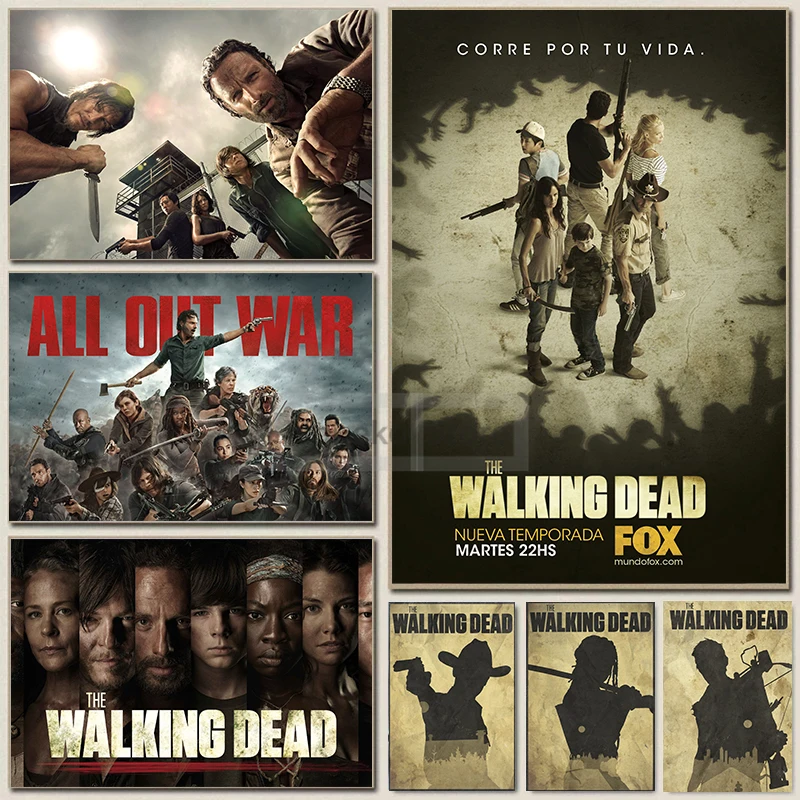 Classic TV The Walking Dead Series Rick Carl Daryl Character Poster and Prints Canvas Painting Wall Art Pictures Home Room Decor