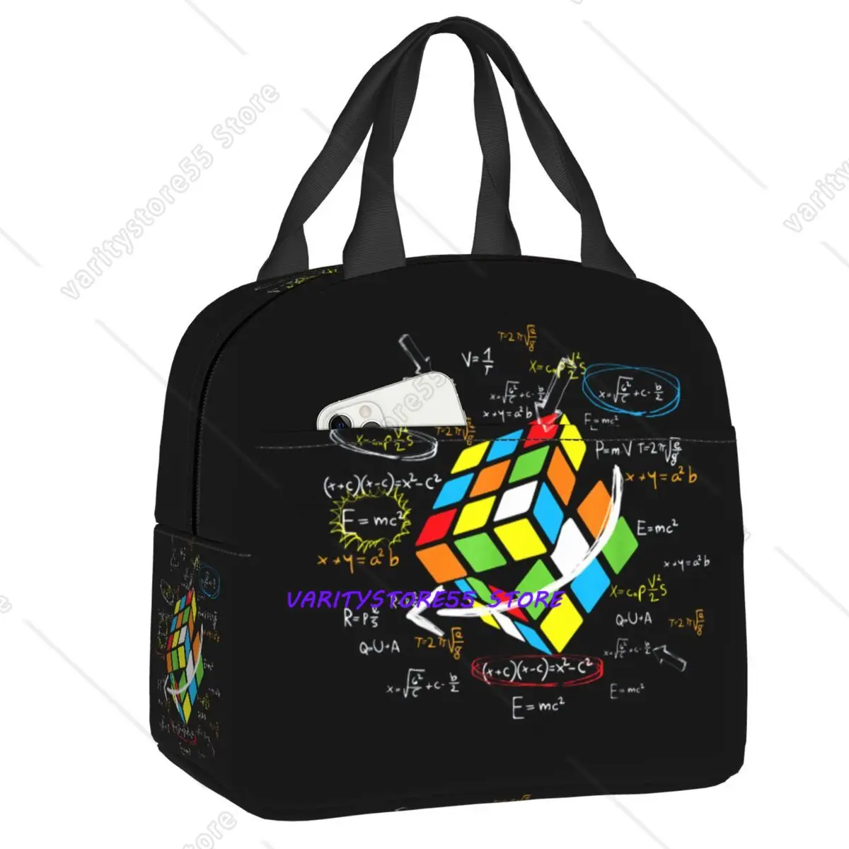 Custom Math Rubiks Player Cube Math Lovers Resuable Lunch Box Women Waterproof Cooler Thermal Food Insulated Lunch Bag Children