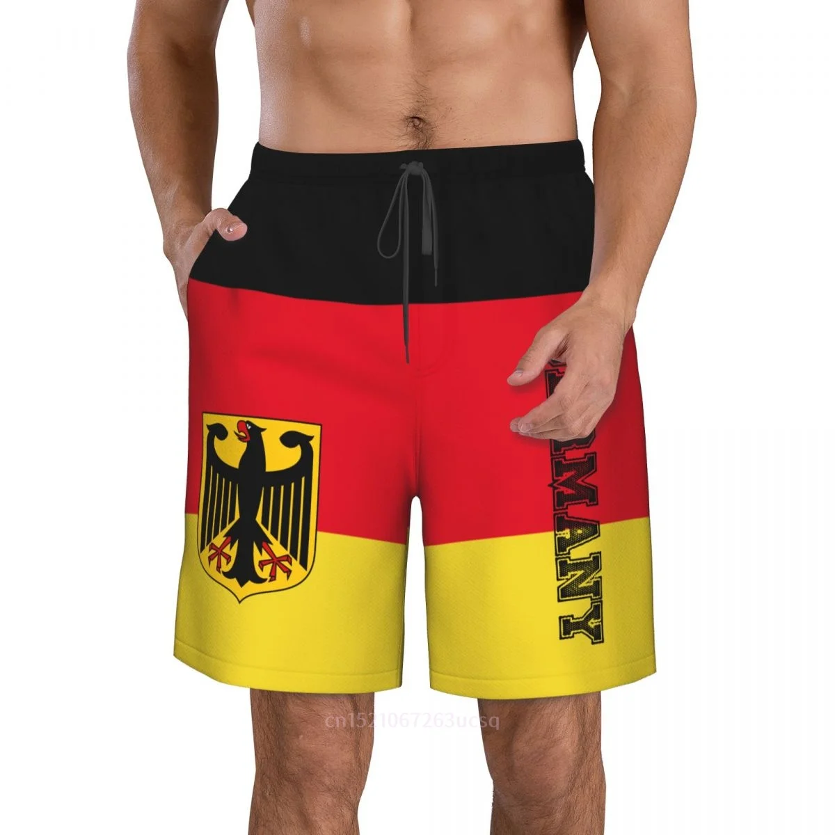 2023 Summer Polyester Germany Country Flag 3D Printed Men\'s Board Shorts Beach Pocket Running Summer Pants