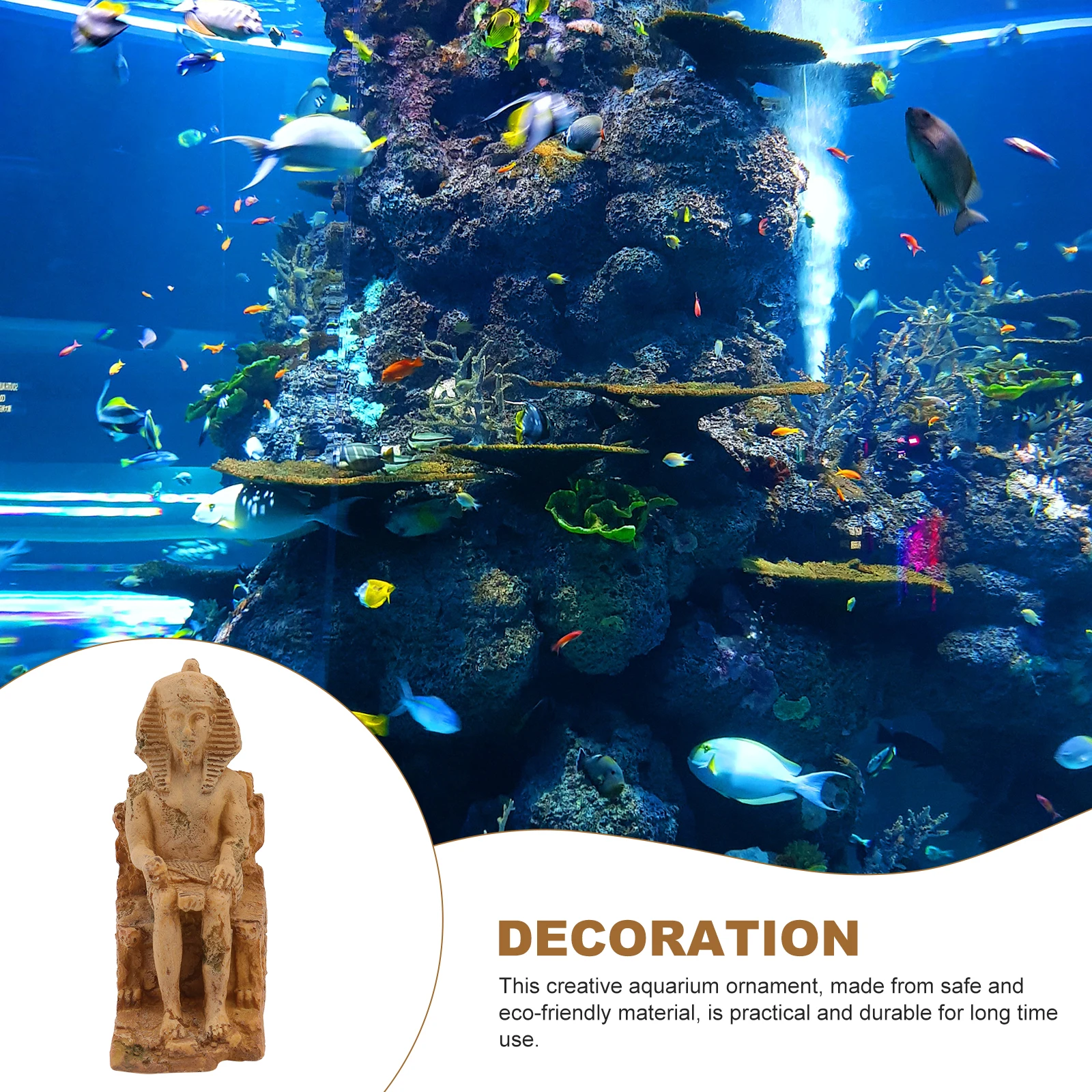 

1Pcs Pharaoh Resin Ornament Aquarium Landscape Fish Tank Decoration Realistic Fish Shelter Resin Craft Decor Aquarium Decor