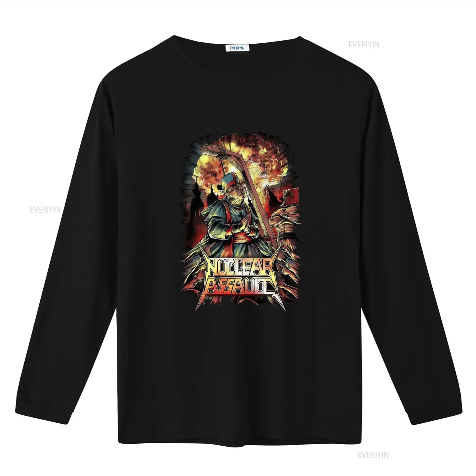 Nuclear Assault Hang The Pope Band T Shirt for Men Heavy Metal Style Black Size L vintage Washed graphic Top For Everyday Wear