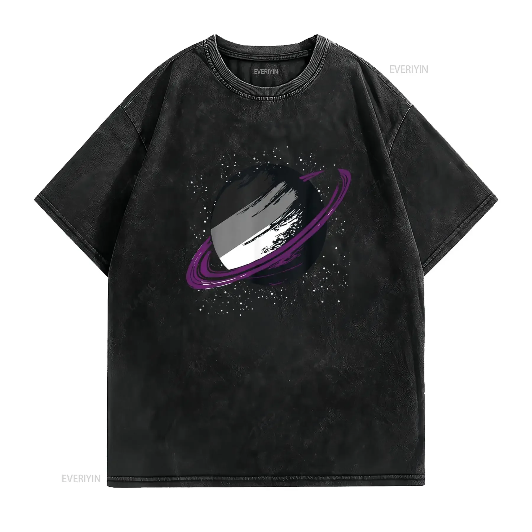 Asexual Ace Pride Month Saturn Queer LGBTQ T Shirt vintage Washed designer clothes graphic Soft Versatile Top For Everyday Wear