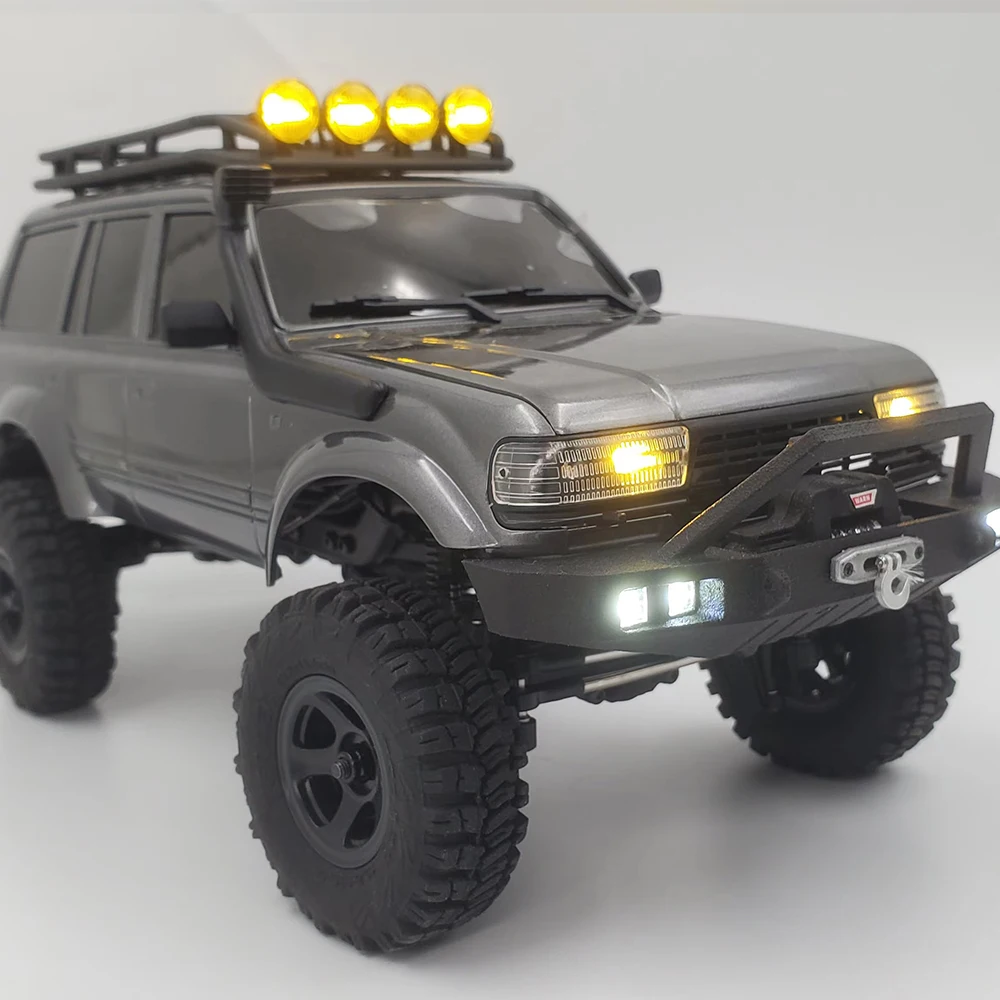 Suitable for Fms 1/18 Fcx18 Lc80 Rc Car Front Bumper with Led Lights, Suitable for Nylon Bumper Upgrade Parts of Fms 1/18 Fcx18 Lc80 Rc