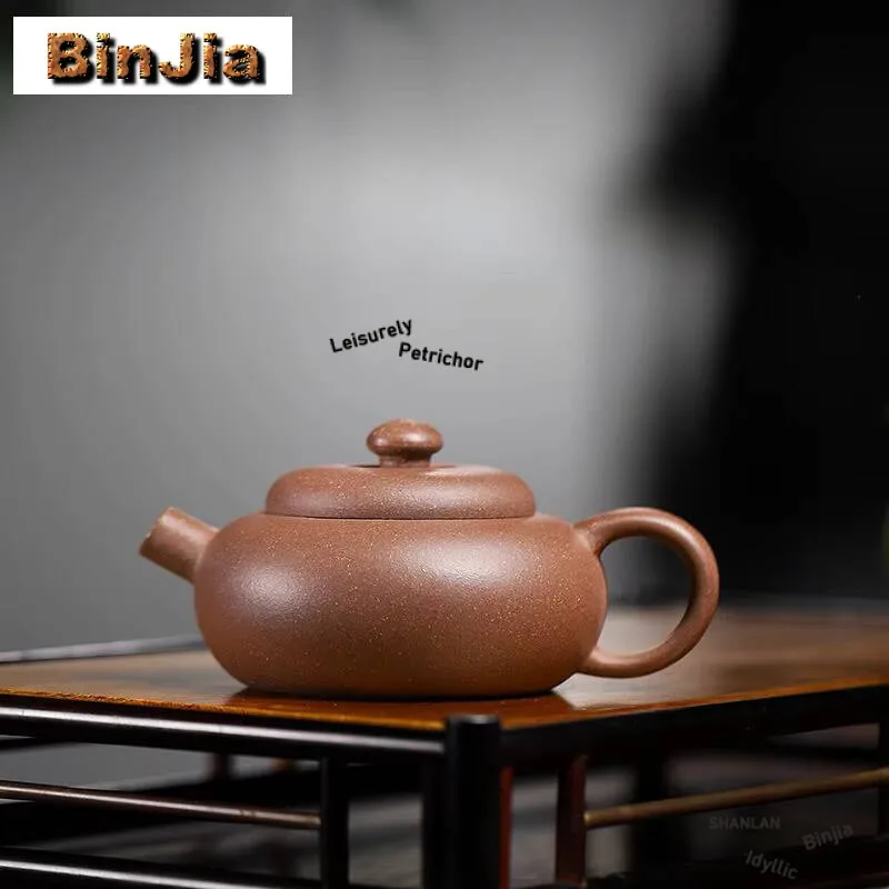 

150ML Boutique Yixing Purple Clay Teapots Handmade Flat Wheel Pot Raw Ore Section Mud Kettle Chinese Zisha Tea Set Teaware Craft