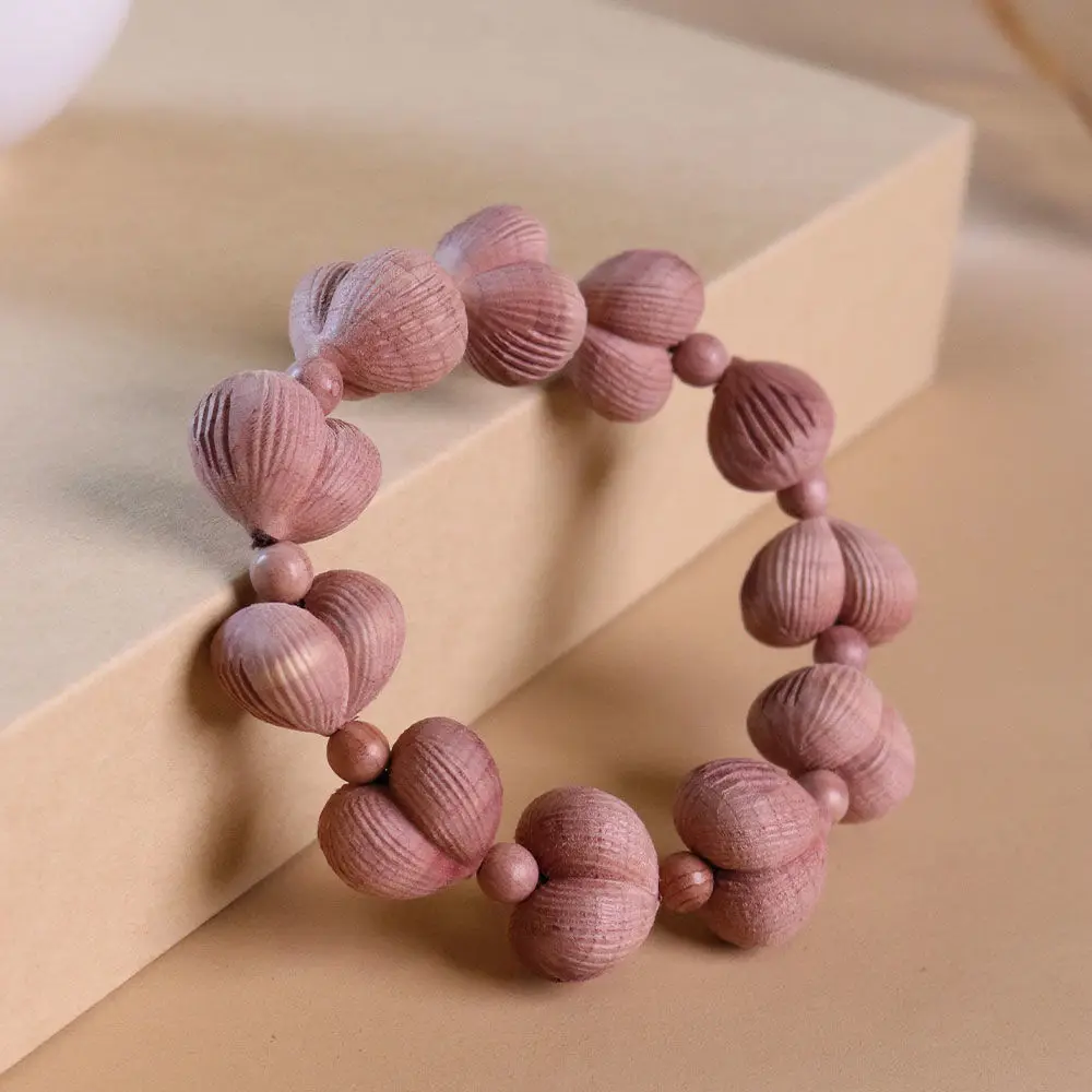 Blood Cypress Wood Large Fart Peach Bracelet Carved Good Luck Men's and Women's HandString Ethnic Style Wen Play Hand Carving