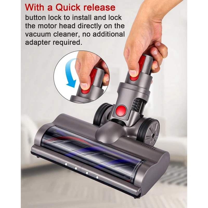 Turbo Electric Motorized Brush Cleaner Head com luz LED, Carpete, Azulejo, Piso Duro, Dyson V7, V8, V10, V11, V15