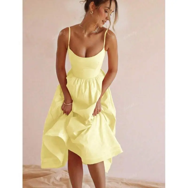 

Sexy U-Ne Pleated Strap Dr Flared Hem Cross-Border New Sle K 824 Casual Sport Suit Seven Sve Length Autumn Wear