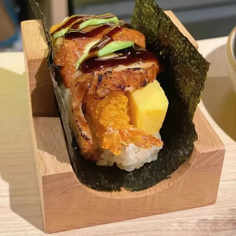 New U Shape Sushi Rack Wood Elegant Design Wooden Taco Snack Food Holder Wood Plate Cuisine Stand Sashimi Sushi Boat