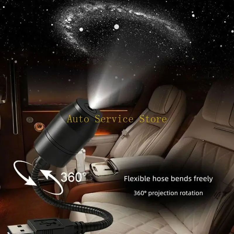 462A Car Interior Star Projector Light, USB Powered Cabin Light with Flexible Neck for Commute, Road Trip, and Rest Stops