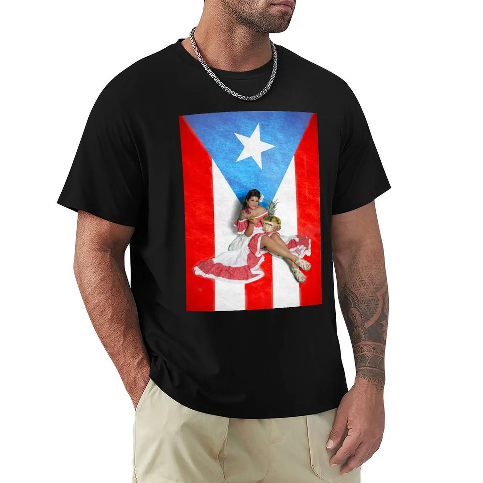 Puerto Rican Pin Up T-Shirt Breathable Basic Cotton T-Shirt