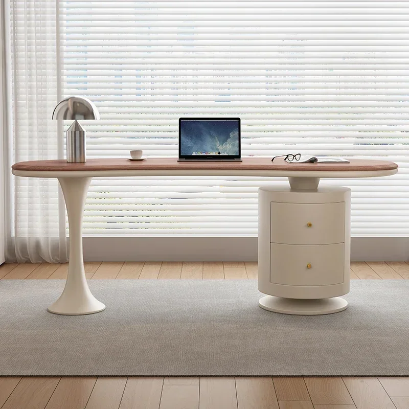 Luz de juegos de oficina, escritorio de madera maciza de nogal de estilo crema moderno de lujo, escritorio de escritura para ordenador de oficina, escritorios para habitación, mesa de ordenador