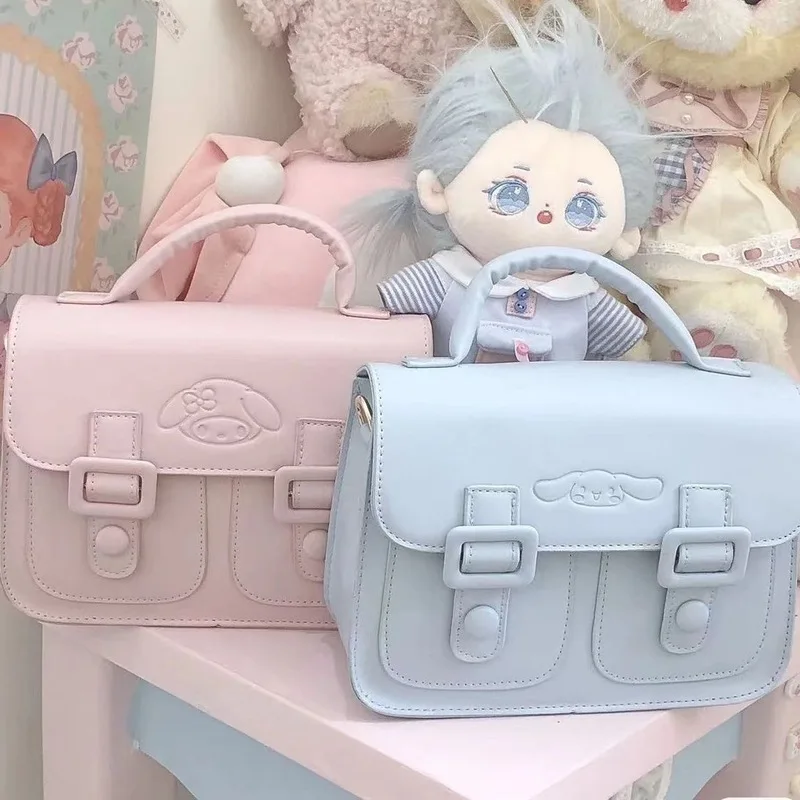 Hot śliczne Sanrio Melody Kuromi Cinnamoroll torba na ramię Pu skóra Kawaii Crossbody paczka torebka torba urodziny dziewczyna prezent