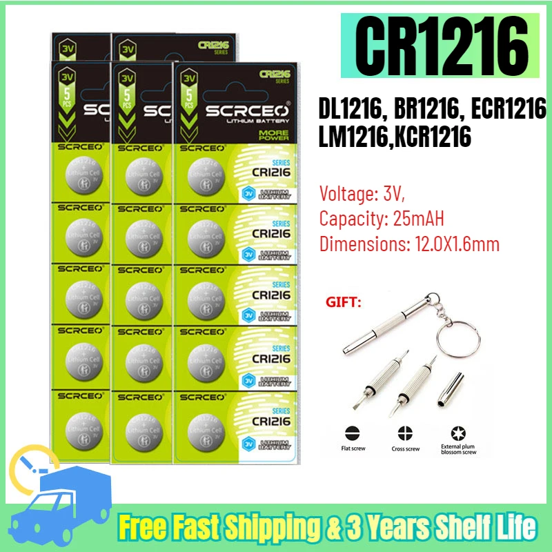 5-50PCS Button Batteries CR1216 DL1216 BR1216 LM1216 ECR1216 3V  Lithium Battery Coin Cells For Watch Car Toys Key