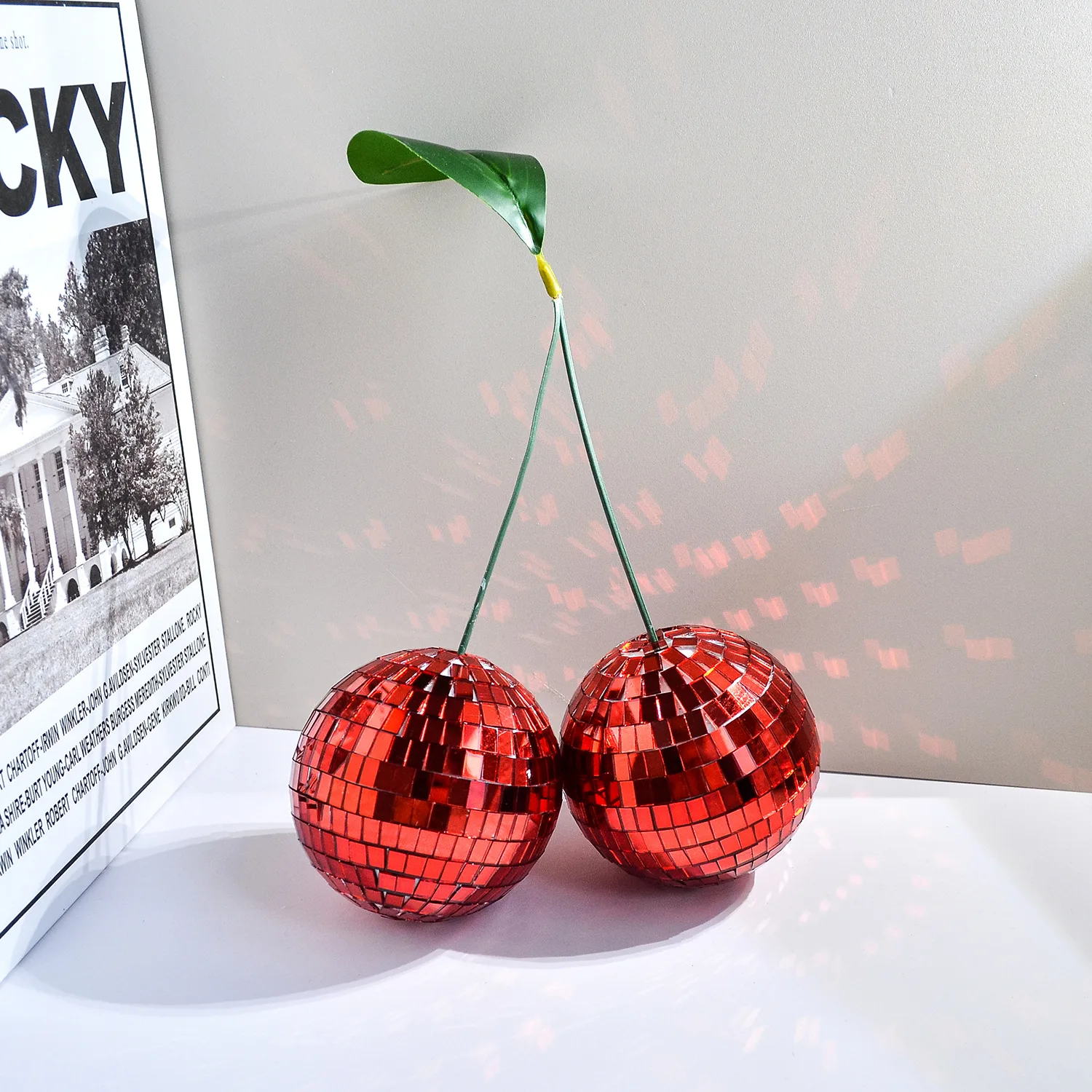 Stage Party Atmosphere Decorative Balls Exquisite Cherry Disco Balls Mirror Glass Emulates Cherry Disco Balls Handmade Glitter