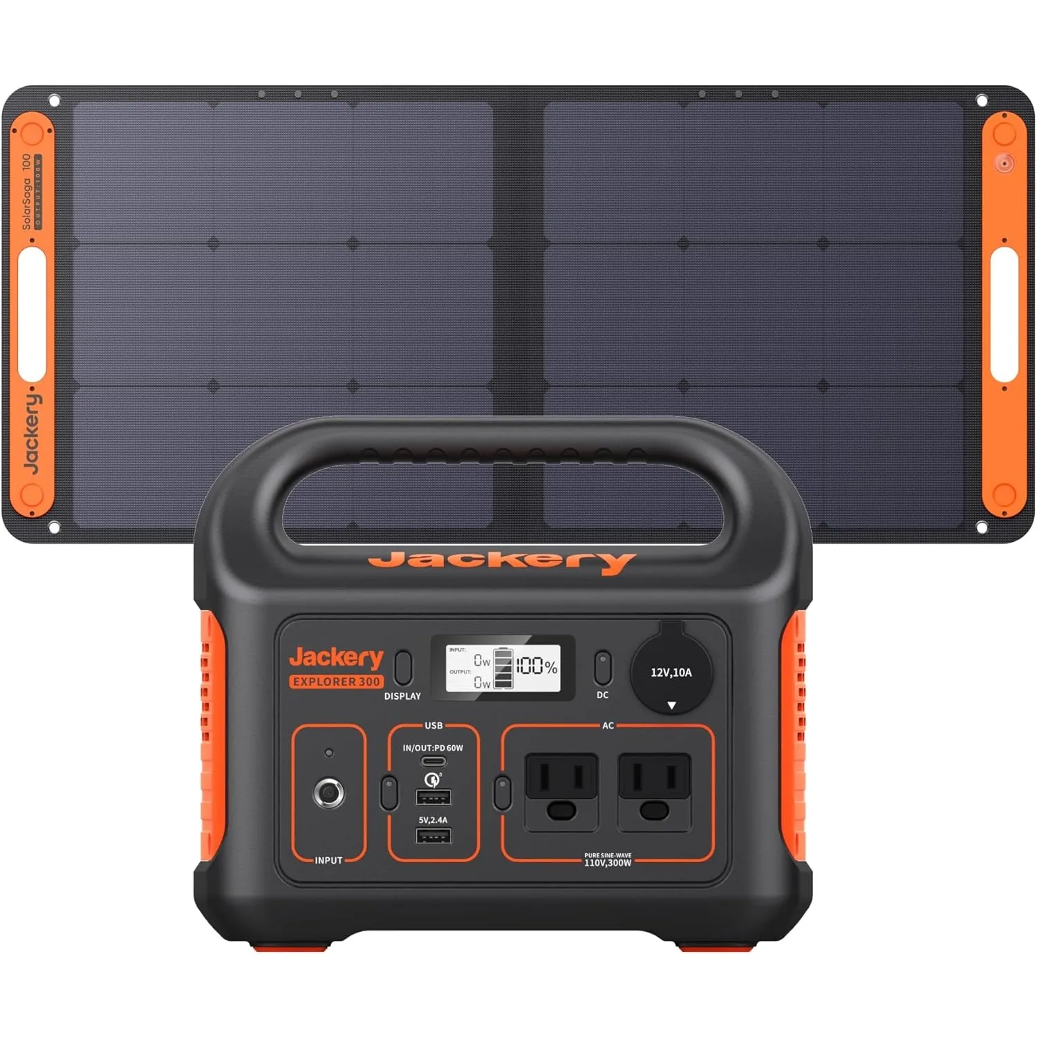 

Generator 300, 293Wh Backup Lithium Battery with 1XSolar Panel SolarSaga 100W, 110V/300W Pure Sine Wave AC Outlet