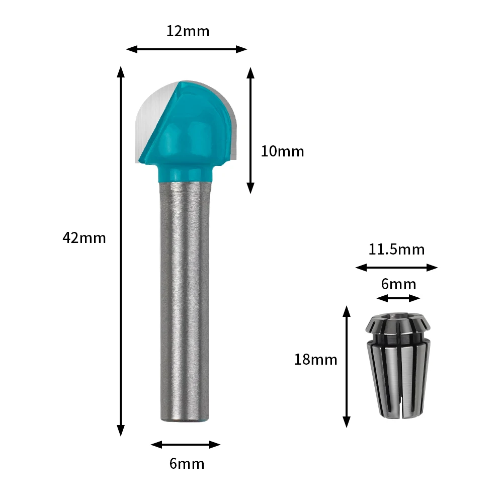 Twotrees, fresa de extremo de bola de vástago de 6mm, ranura de cabeza redonda ER11, broca de fresado CNC, herramienta de broca enrutadora de carburo