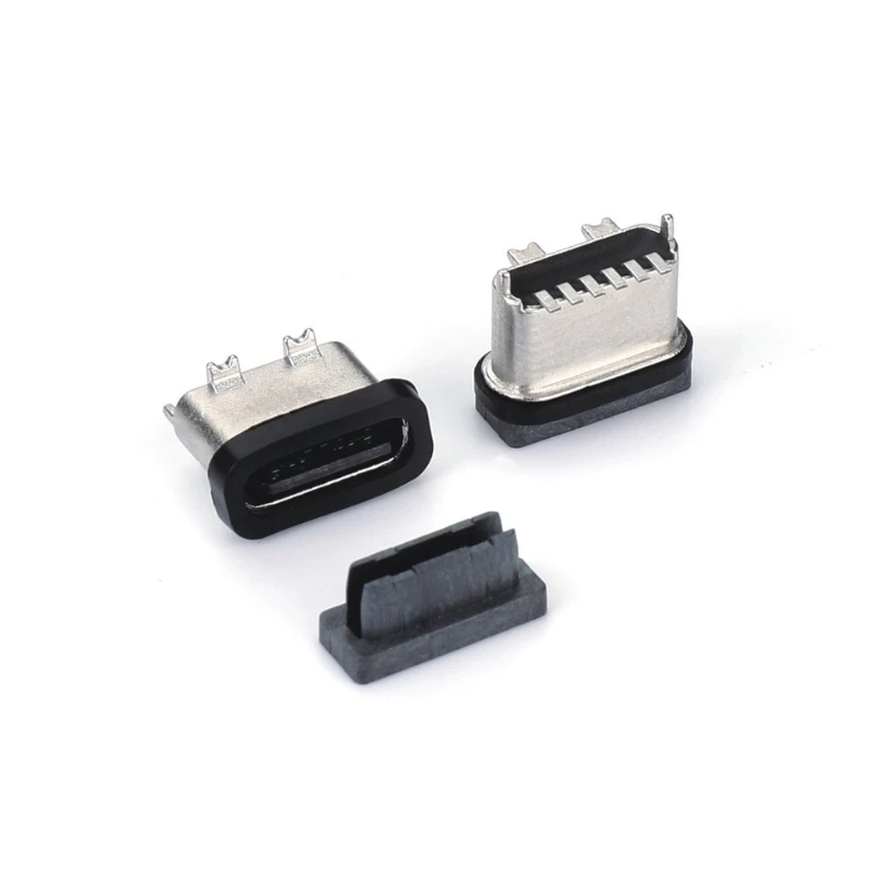 

6P vertical sticker waterproof type female seat vertical waterproof USB connector U-type zinc alloy housing IP67