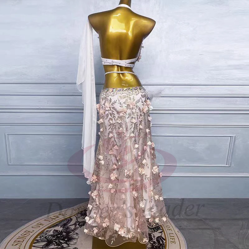 Vestido de dança do ventre para adultos e crianças, pedra ab, personalizado, floral, tango, roupas profissionais femininas