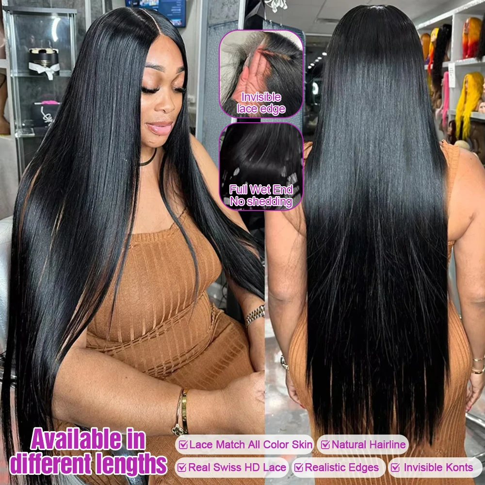 Glueless Perücke 7x5 für Schwarze Frauen 13x6 HD Lace Front Glatt 100% Echthaar 250% Dichte Pre-plucked Versand aus FR Lager – Detail 12
