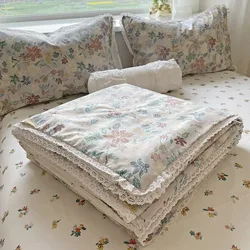 Pure Cotton Summer Cooling Duvet 1-Piece Lace Soybean Fiber Airable Cover