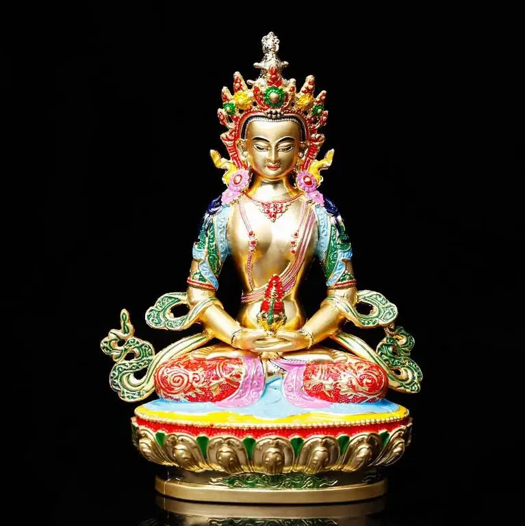 

Longevity/Amitayus Colored 5inch Efficacious Tranic Buddha Alloy Metal Buddhist Suppliers Home/ Office Decorate Statue Craft