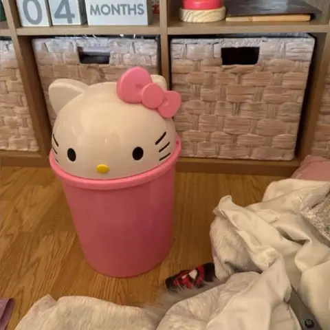 New Sanrio Hello Kitty Dustbin Trash Can Rubbish Bin Garbage Binsanrio Kawaii Trash Paper Basket Can Living Room Bedroom