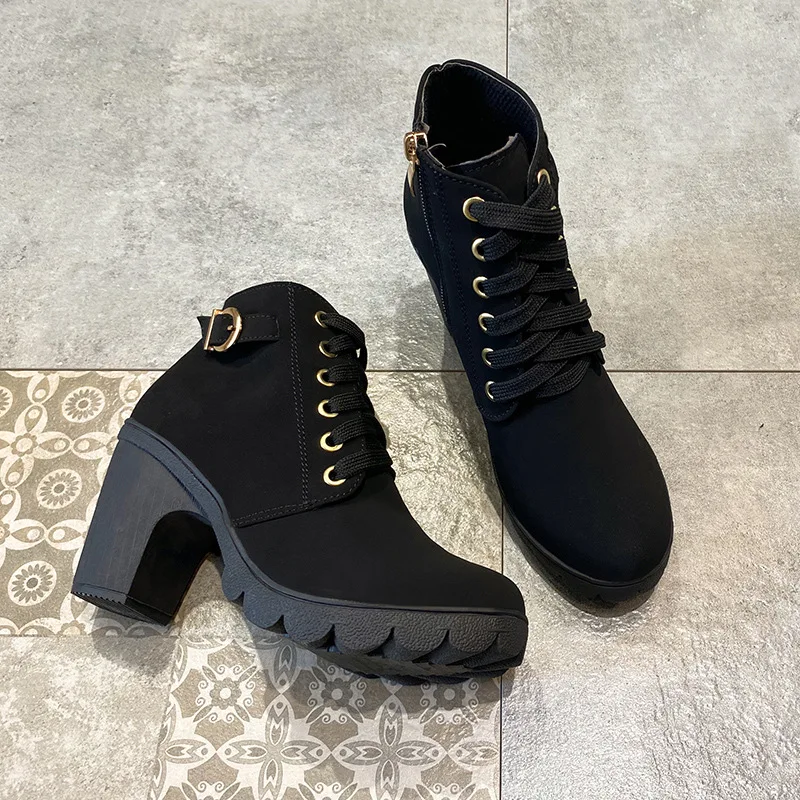 2024 Women's Boots High Quality Womens Ankle Boots New Female Pumps Thick Boots Fashion Women Shoes Versatile Botas Para Mujer