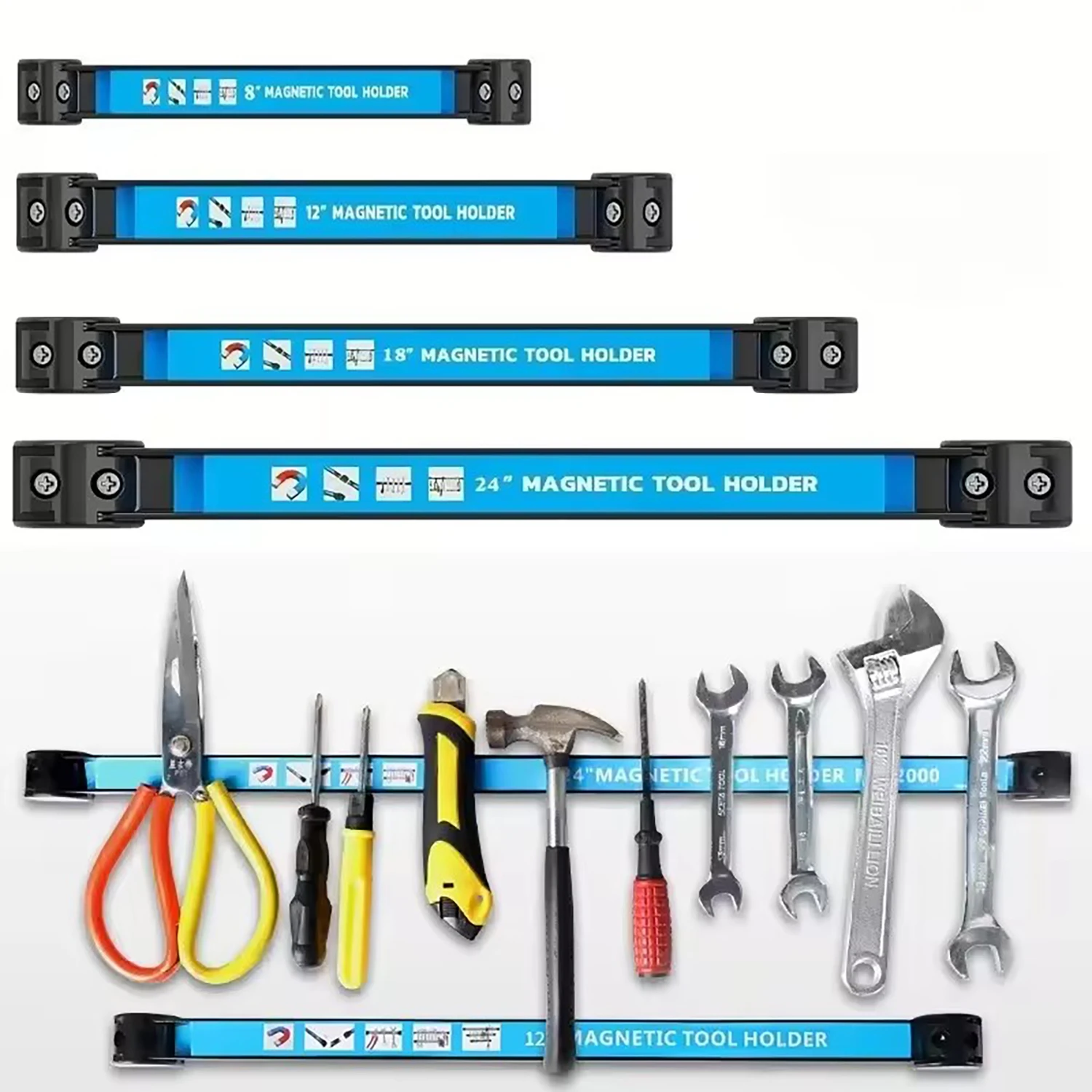 

Магнитный держатель ножа 8/12 дюймов, сверхмощная планка для инструментов, компактный металлический органайзер, стойка для инструментов, подходит для мастерской, гаража