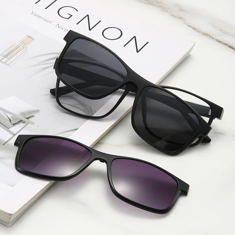 Braz 2025 جديد مربع قصر النظر الاستقطاب النظارات الشمسية 6 في 1 كليب المغناطيس نظارات الرجال النساء كليب المغناطيس نظارات مخصصة-0.5 إلى-10 #3