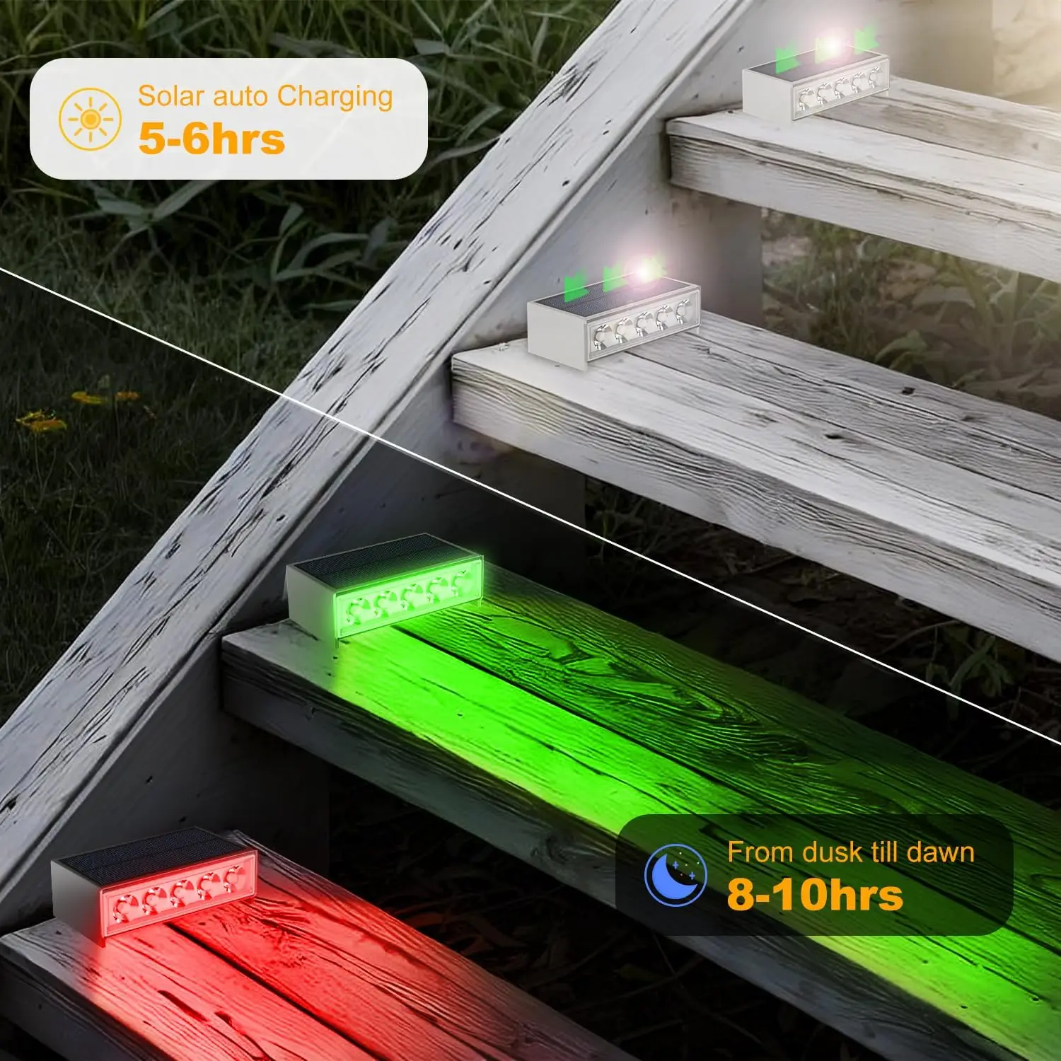 4/6PCS RGB Solar Stair Light for Outdoor Step Fence Decor IP65 Waterproof Color Changing Garden Deck Pathway Solar LED Wall Lamp