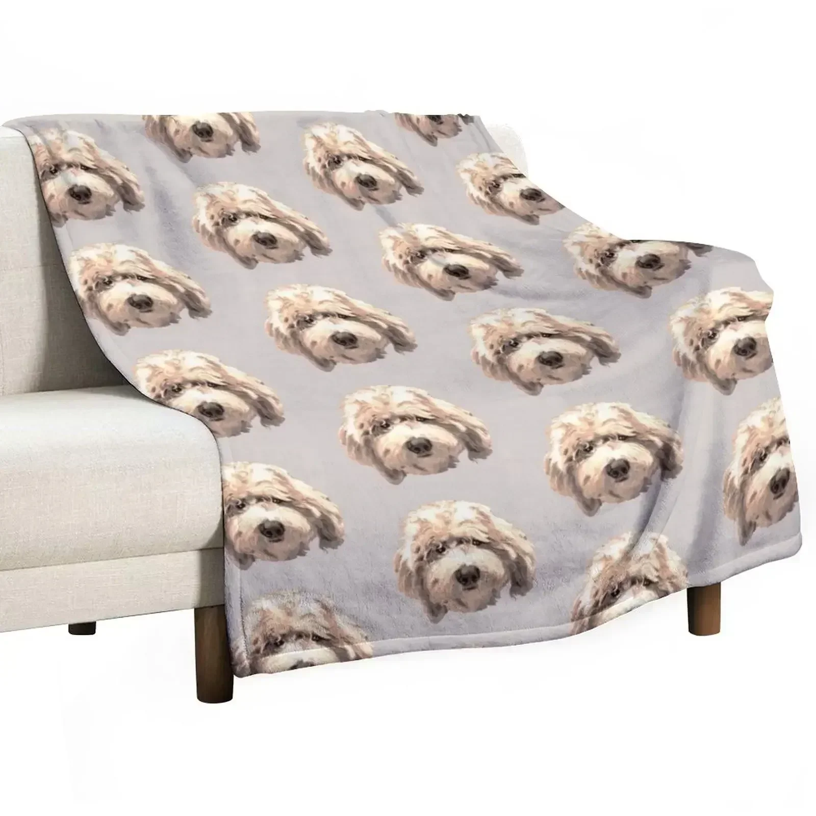 

Lucky Labradoodle Face ~ Golden Throw Blanket Custom warm for winter Blankets