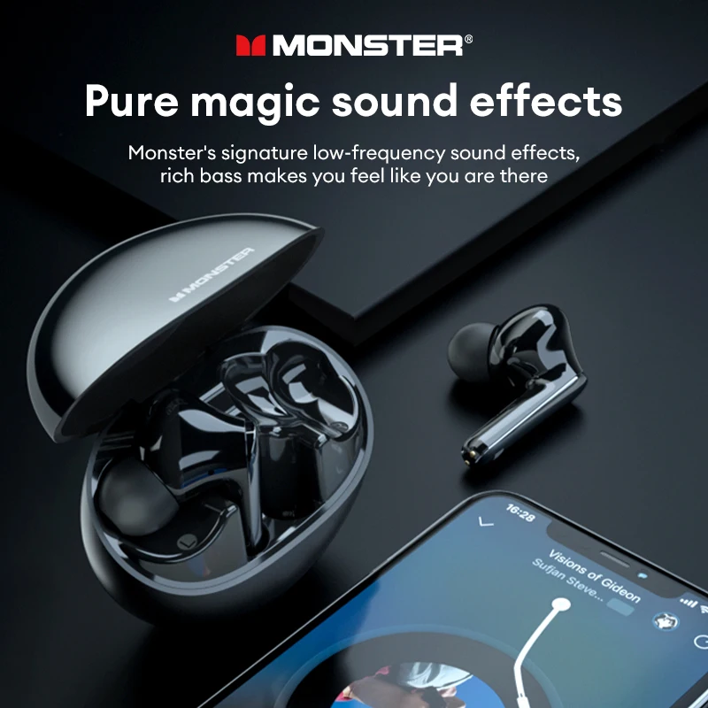 Monster-Bluetooth v5.4 HD通話を備えた超低遅延ワイヤレスヘッドセット,長い耐久性のあるヘッドセット,高品質,新品,mh22163