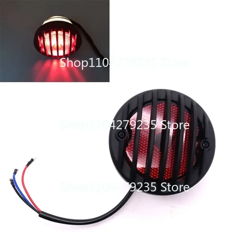 Motorcycle tail lights, aluminum   retro modified, grille striped , black.