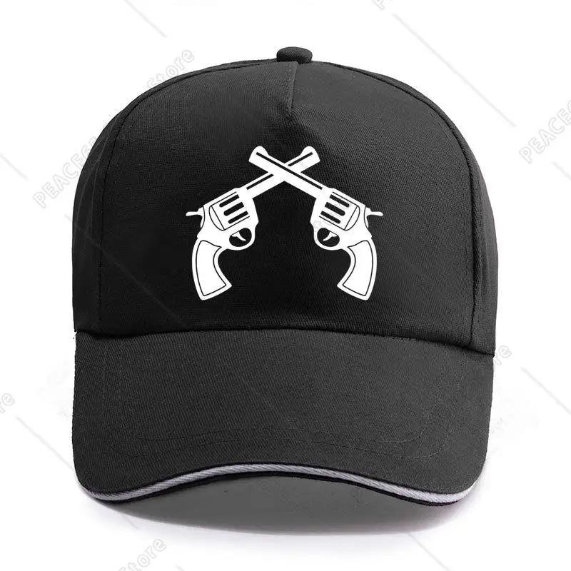 Double Gun Shooting Print Cap Unisex Women Men Cotton Hat Snapback Hats Trucker Cap Sun-Hats