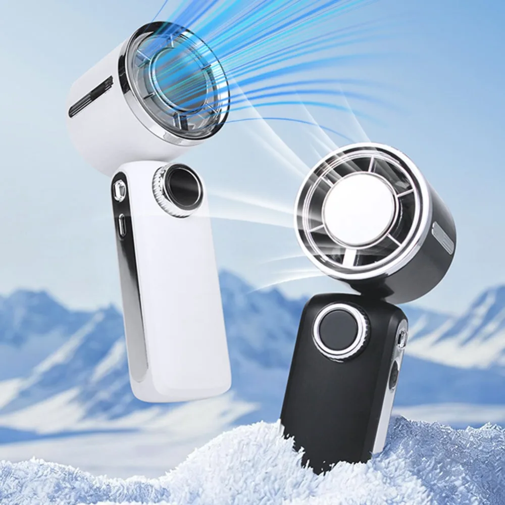 Tragbarer 100-Gang-verstellbarer Ventilator für den Außenbereich, Halbleiter-Eiskühlung, Handventilator, faltbarer persönlicher Ventilator, Hochgeschwindigkeits-Turboventilator