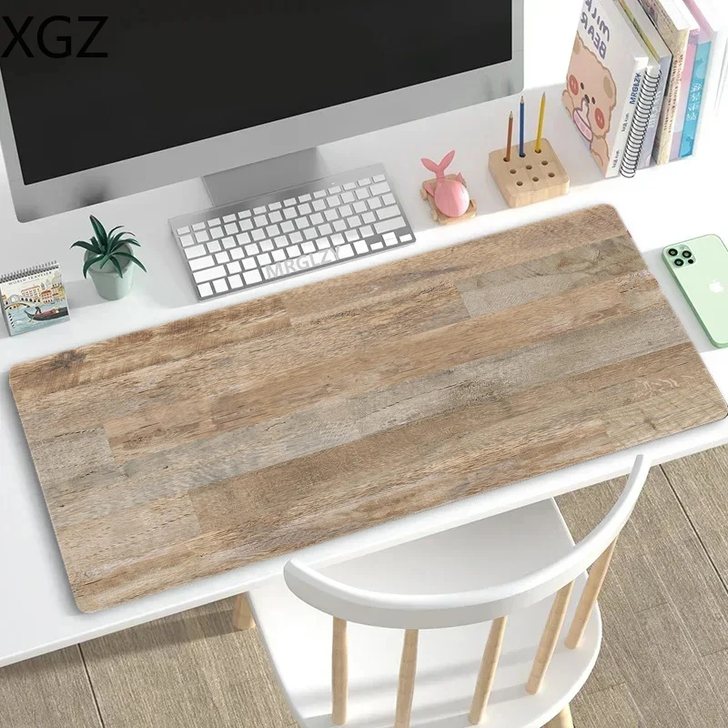 New 90X40cm high-end simple wood grain texture mouse pad large table pad non-slip washable edge suitable for office and home use