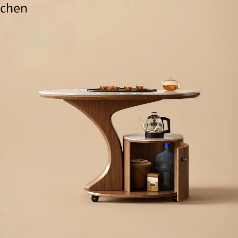 

HTT new Chinese-style small apartment balcony coffee table tea cart movable tea table living room cabinet