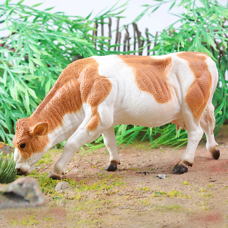 Oenux 4pcs Farm Model Simulation Horse Cow Goat Donkey Sheep Pig Action Figures Poultry Animals Figurine Education Kids Toy Gift
