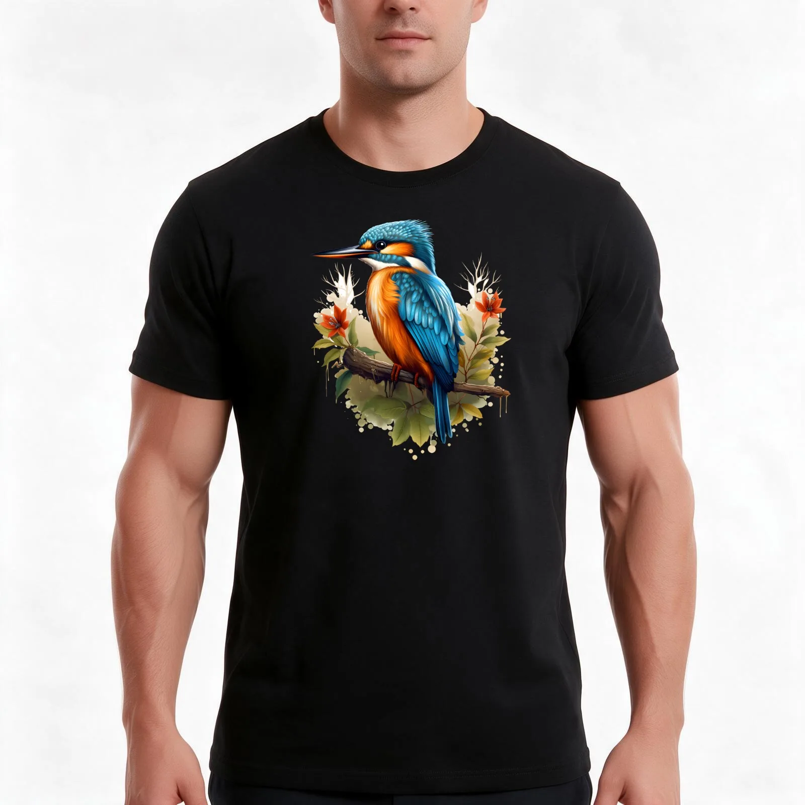 Kingfisher Birds T-Shirt Summer Casual Cotton Tee Oversized Streetwear Tops Vintage Graphic Print Loose Fit Short Sleeve