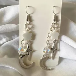 Angel grunge soft star iridescent drop earrings Cute women 2022 trending moon earrings fashion earrings for women y2k earrings