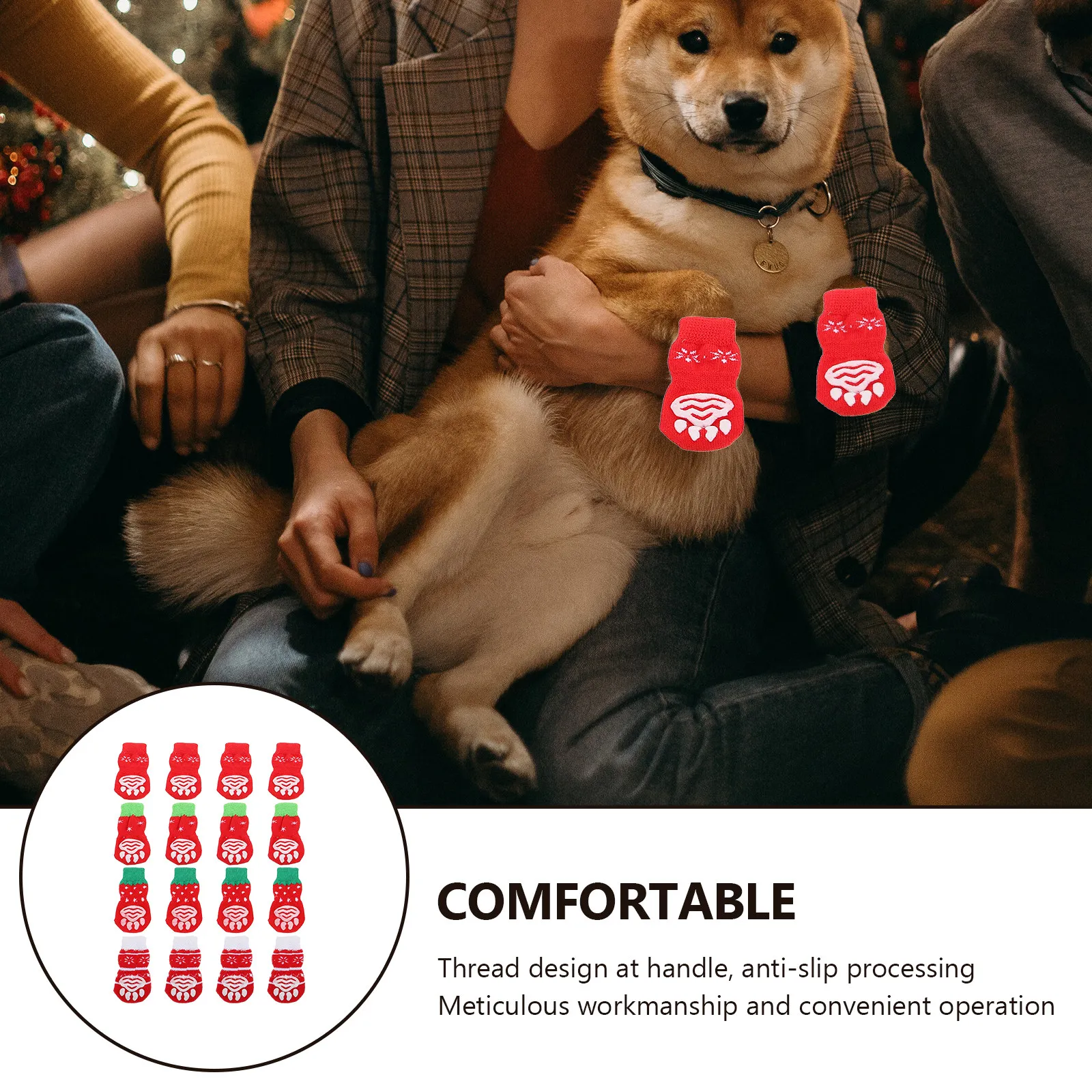 

16Pcs Pet Socks Non-Slip Warm Footwear Stylish Paw Protectors for Dogs Pets Pet Socks Dog Paw Protection Footwear for Dog