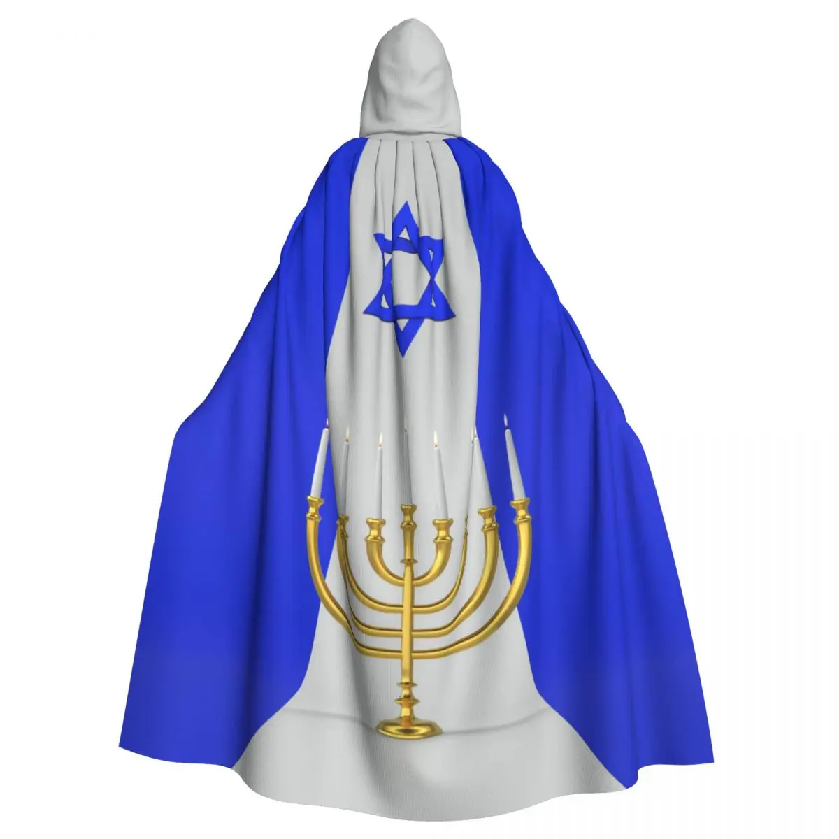 Cosplay Medieval Costumes Jewish Holiday Hanukkah With Menorah Hooded Cloak Capes Long Robes Jackets Coat Carnival