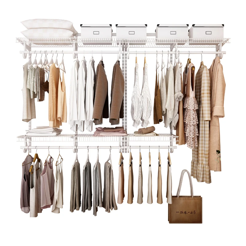 

Portable DIY Metal Wire Shelving Configurable Clothing Storage Organizer Closet Systems For Bathroom Modern