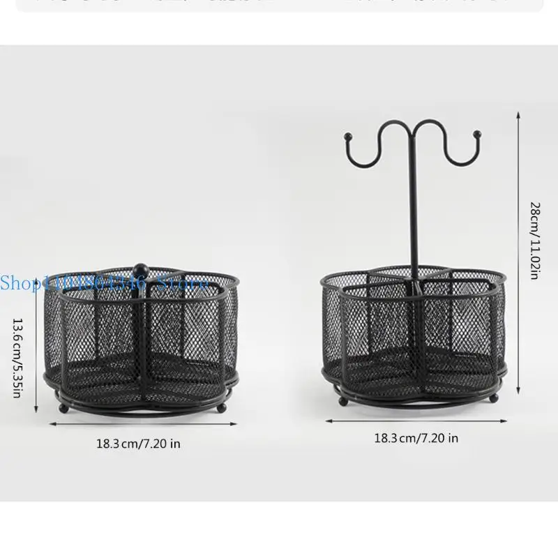 5asd Multifunctional Desk Organiser Pen Holder with 5 Compartments and Keychain Hook for Pen, Staplers, Notes Paper, Marker