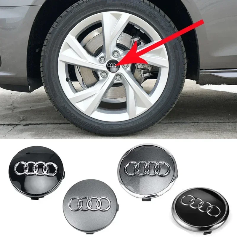 

60/61/68/69/77mm 4PCS Car Wheel Center Hub Cap Fit for Audi A6 A7 A3 A4 A8 S3 S4 Q5 Sportback Quattro Q7 Cabriolet Accessories
