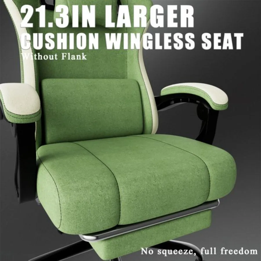 Ergonomic Gaming Chair with Pocketed Spring Cushion Breathable Fabric Computer Chair with Footrest Adjustable Lumbar Support Vi