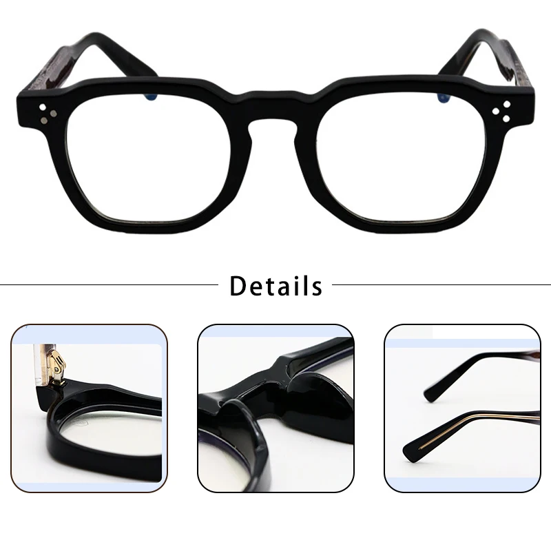 HBK Retro Square Glasses Frames Men Flat Lenses Anti Blue Light TR90 Optical FramesHigh-Quality Reading Eyeglasses for Women