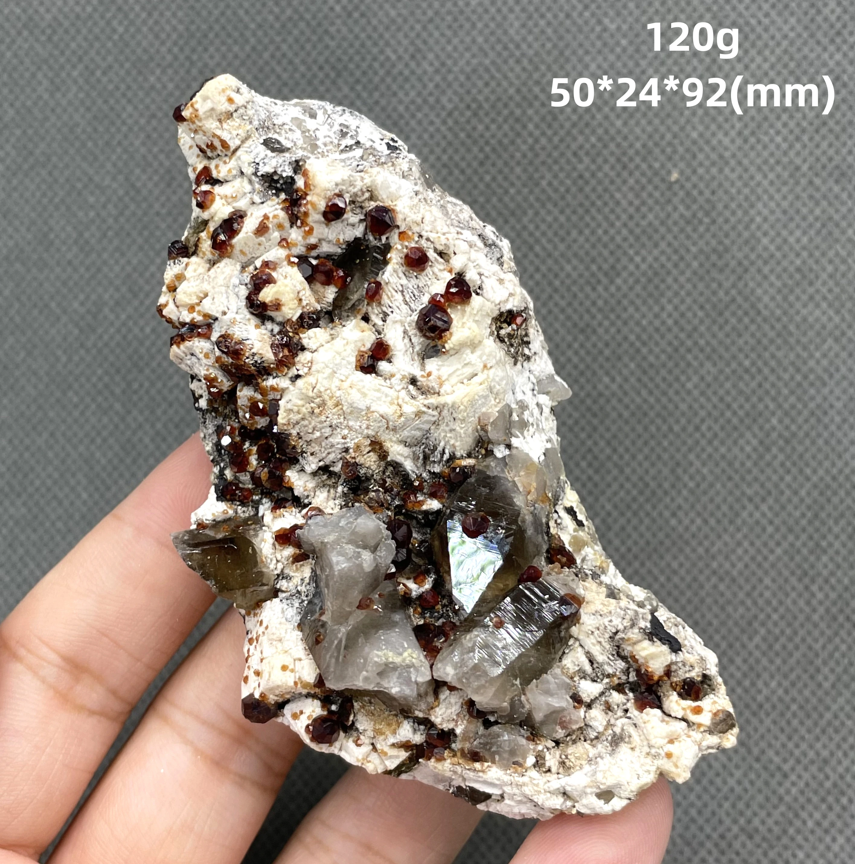 NEW! 100% natural garnet and smoked crystals symbiosis mineral specimen stones and crystals