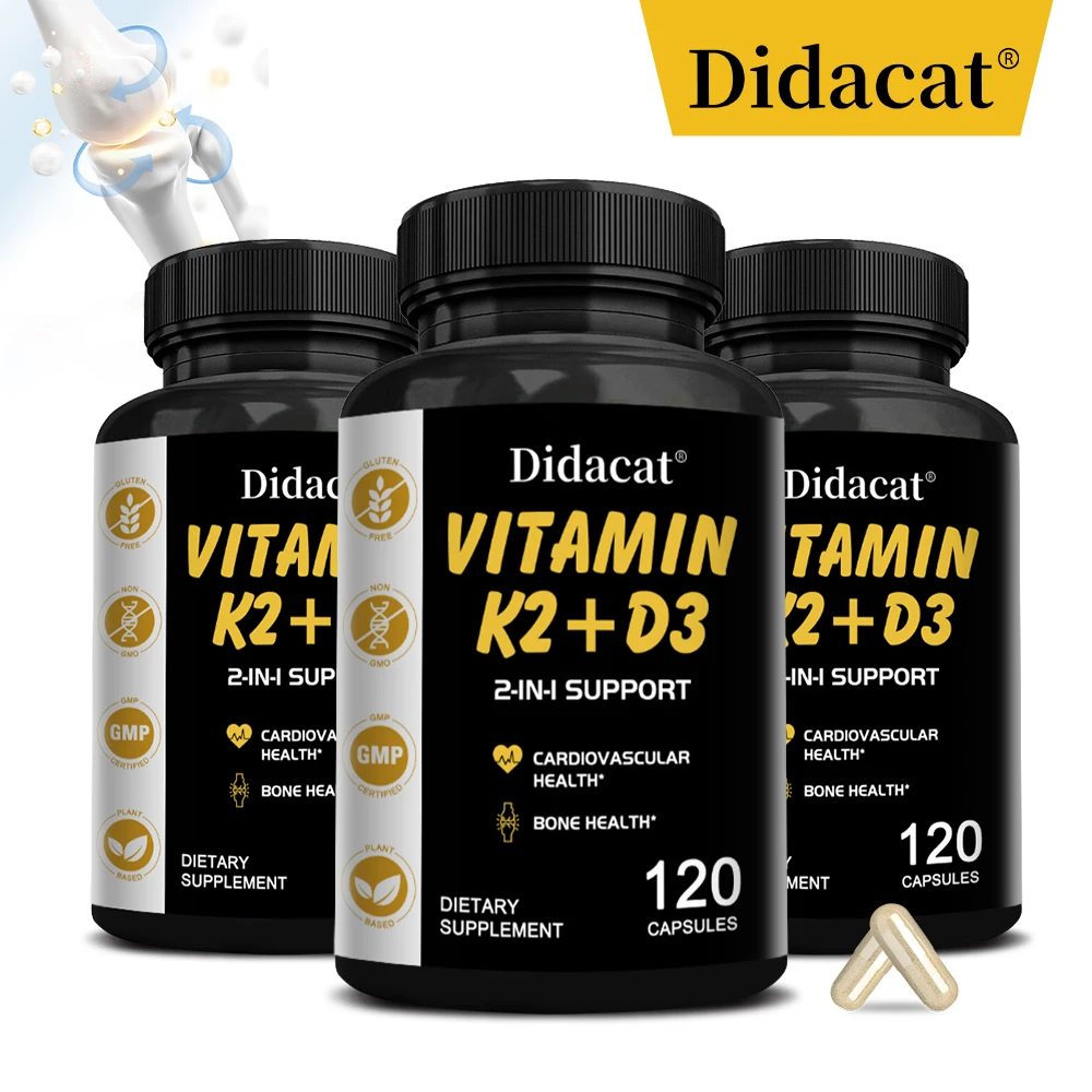 Vitamin K2 + D3 Supplement, Heart, Bone Health and Immune Support, Muscle Building, Immune System for Men and Women