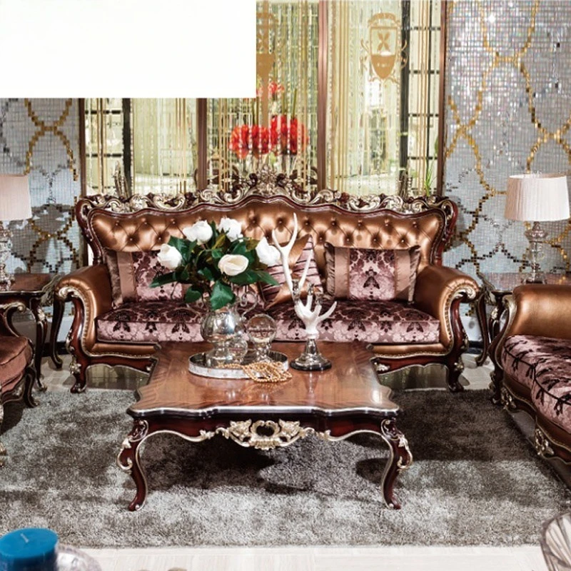 European furniture, neoclassical first-layer cowhide sofa combination